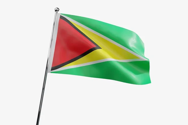Guyana Beyaz Arkaplanda Yalıtılmış Kumaş Bayrağı Sallıyor Illüstrasyon — Stok fotoğraf