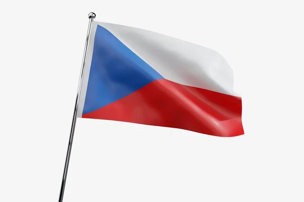 捷克共和国 在白色背景下隔离的波浪织物旗 3D插图 — 图库照片