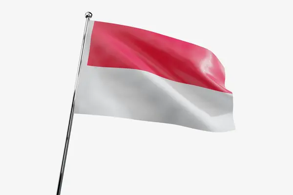 インドネシア 白い背景に隔離された振る生地の旗 3Dイラスト — ストック写真