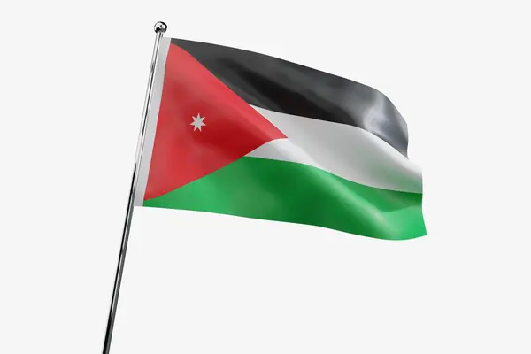 Jordanië Golvende Stof Vlag Geïsoleerd Witte Achtergrond Illustratie — Stockfoto