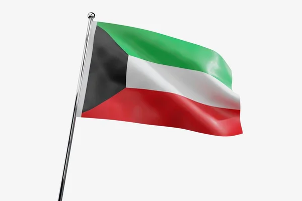 Koeweit Golvende Stof Vlag Geïsoleerd Witte Achtergrond Illustratie — Stockfoto