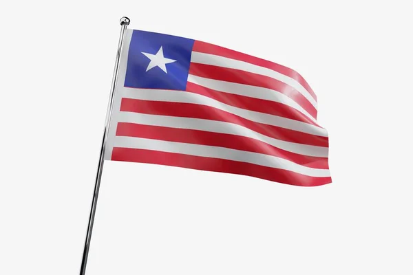 Liberia Vifta Tyg Flagga Isolerad Vit Bakgrund Illustration — Stockfoto
