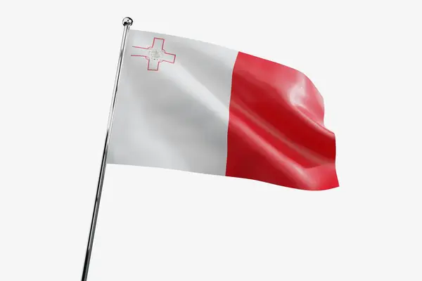 Malta Waving Fabric Flag Isolated White Background Illustration — Stock Photo, Image