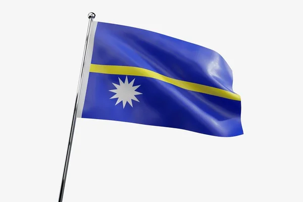 Nauru Acenando Bandeira Tecido Isolado Fundo Branco Ilustração — Fotografia de Stock