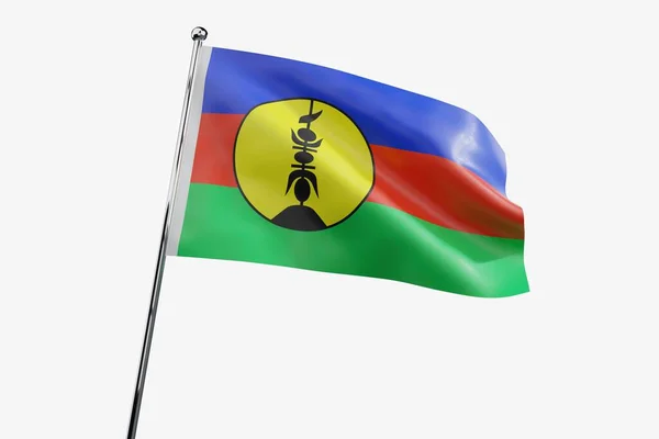 Nieuw Caledonië Golvende Stof Vlag Geïsoleerd Witte Achtergrond Illustratie — Stockfoto