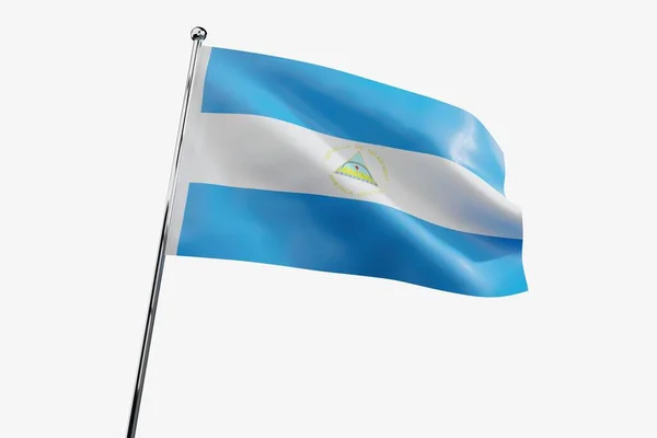 Nicarágua Acenando Bandeira Tecido Isolado Fundo Branco Ilustração — Fotografia de Stock