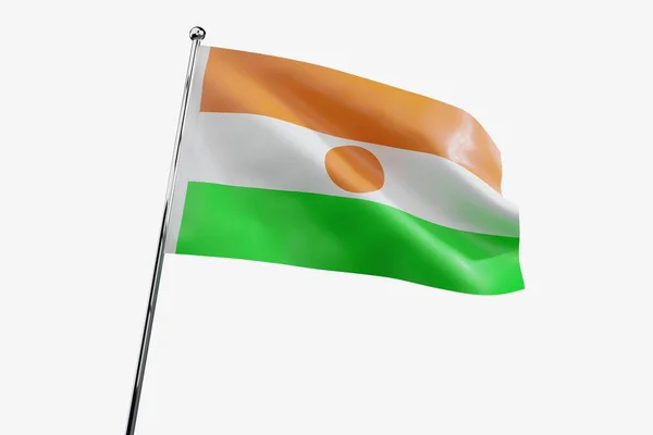 Niger Waving Fabric Flag Isolated White Background Illustration — Stock Photo, Image