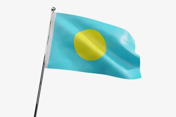 Palau Waving Fabric Flag Isolated White Background Illustration — Stock Photo, Image