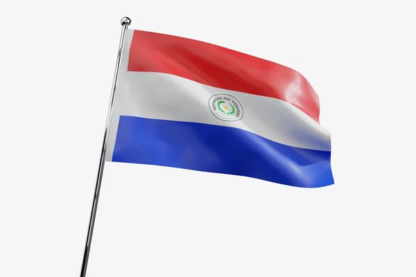 Парагвай Махаючий Тканинний Прапор Ізольований Білому Тлі Ілюстрація — стокове фото