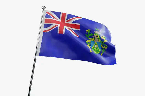 Pitcairn Islands Waving Fabric Flag Isolated White Background Illustration — Stock Photo, Image