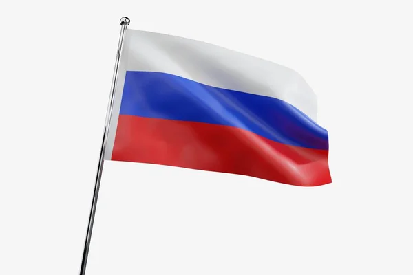 Ryssland Viftande Tyg Flagga Isolerad Vit Bakgrund Illustration — Stockfoto