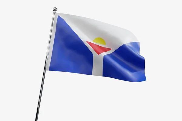 Saint Martin Flaga Tkaniny Falujące Izolowane Białym Tle Ilustracja — Zdjęcie stockowe