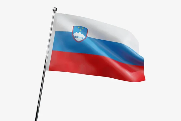 Słowenia Falista Flaga Tkaniny Białym Tle Ilustracja — Zdjęcie stockowe
