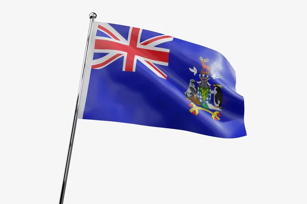 South Georgia South Sandwich Islands Waving Fabric Flag Isolated White — Stock Photo, Image