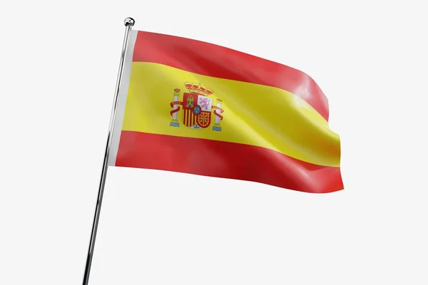 Spain Waving Fabric Flag Isolated White Background Illustration — Stock Photo, Image