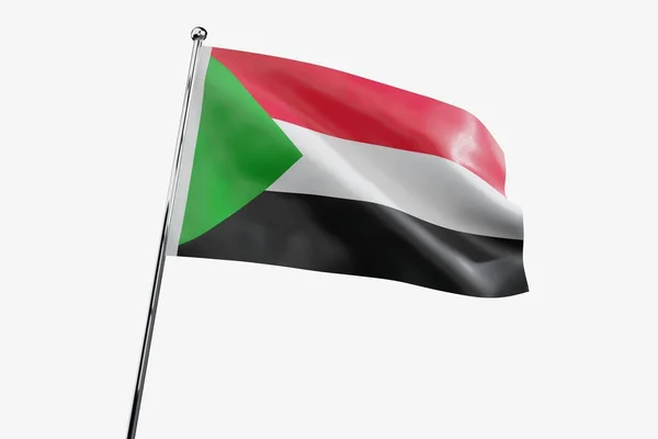 Sudão Acenando Bandeira Tecido Isolado Fundo Branco Ilustração — Fotografia de Stock