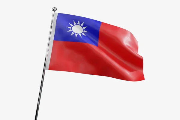 Taiwan Sventolando Bandiera Tessuto Isolato Sfondo Bianco Illustrazione — Foto Stock