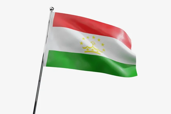 Tadzjikistan Viftande Tyg Flagga Isolerad Vit Bakgrund Illustration — Stockfoto