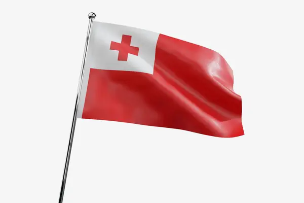 Tonga Sventolando Bandiera Tessuto Isolata Sfondo Bianco Illustrazione — Foto Stock
