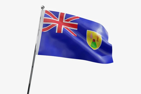 Turks Caicos Islands Waving Fabric Flag Isolated White Background Illustration — Stock Photo, Image