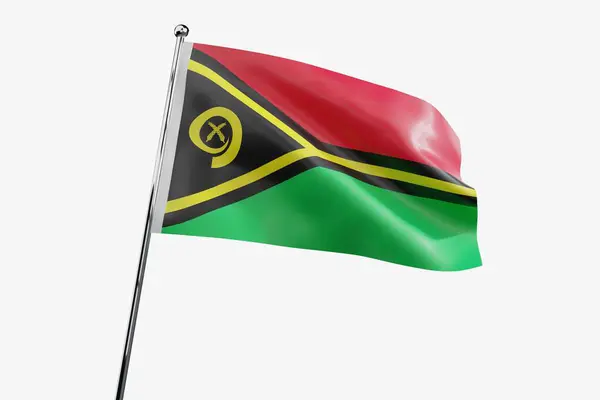 Vanuatu Beyaz Arkaplanda Yalıtılmış Kumaş Bayrağı Sallama Illüstrasyon — Stok fotoğraf