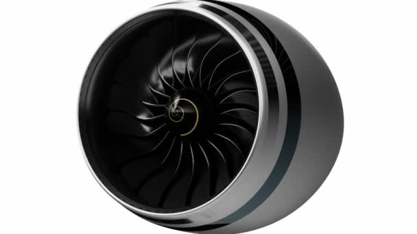 Rotating Jet Engine Isolated White Background Animation 3840 2160 — Stock Video