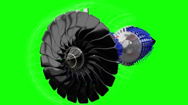 中ジェットエンジン 部分的にワイヤーフレームモデル 4Kアニメーション 3840 2160 — ストック動画