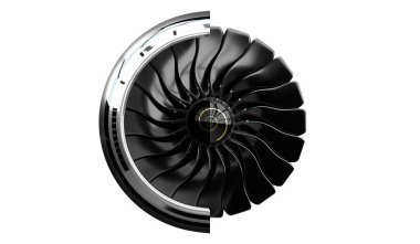 Beyaz arkaplanda jet motoru - 3B illüstrasyon