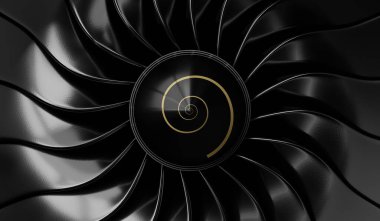 Jet motor bıçakları - yakın plan - 3D illüstrasyon