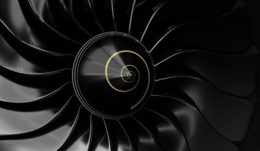 Jet motor bıçakları - yakın plan - 3D illüstrasyon