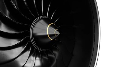 Jet motor bıçakları - yakın plan - 3D illüstrasyon