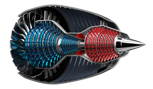 Джетний Двигун Всередині Білому Тлі Ілюстрація — стокове фото