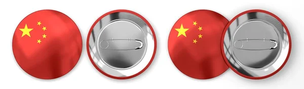 Cina Badge Rotondi Con Bandiera Nazionale Sfondo Bianco Illustrazione — Foto Stock