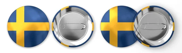 Szwecja Okrągłe Odznaki Flagą Kraju Białym Tle Ilustracja — Zdjęcie stockowe