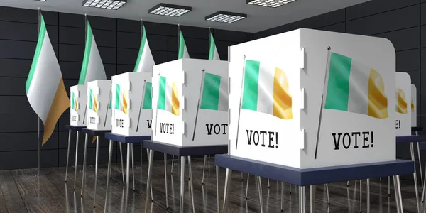 Irlanda Seggio Elettorale Con Molte Cabine Elettorali Concetto Elezione Illustrazione — Foto Stock