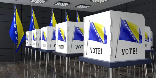Bośnia Hercegowina Lokal Wyborczy Wieloma Budkami Głosowania Koncepcja Wyborów Ilustracja — Zdjęcie stockowe