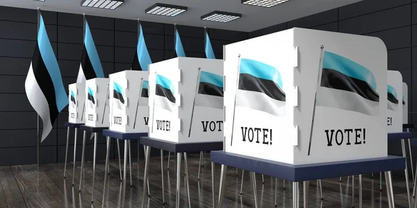 Estonia Centro Votación Con Muchas Cabinas Votación Concepto Electoral Ilustración — Foto de Stock