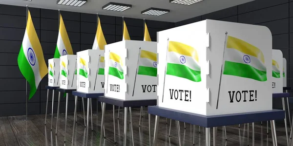 Indie Lokal Wyborczy Wieloma Budkami Głosowania Koncepcja Wyborów Ilustracja — Zdjęcie stockowe