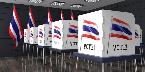 Tajlandia Lokal Wyborczy Wieloma Budkami Głosowania Koncepcja Wyborów Ilustracja — Zdjęcie stockowe