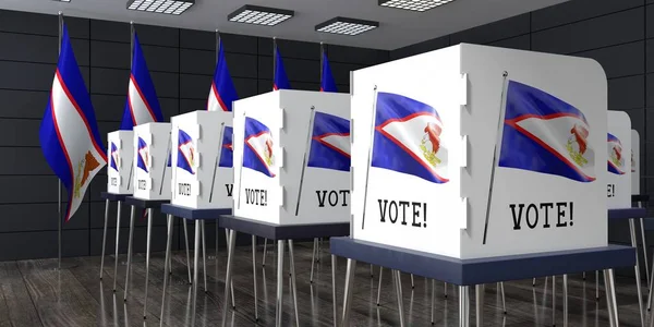 Samoa Amerykańskie Lokal Wyborczy Wieloma Budkami Głosowania Koncepcja Wyborów Ilustracja — Zdjęcie stockowe
