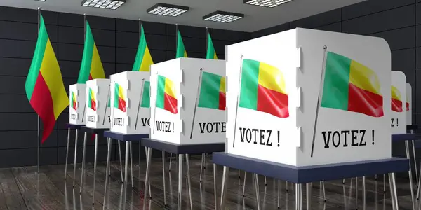 Benin Seggio Elettorale Con Molte Cabine Elettorali Concetto Elezione Illustrazione — Foto Stock
