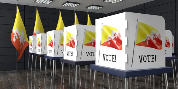 Bhutan Seggio Elettorale Con Molte Cabine Elettorali Concetto Elezione Illustrazione — Foto Stock