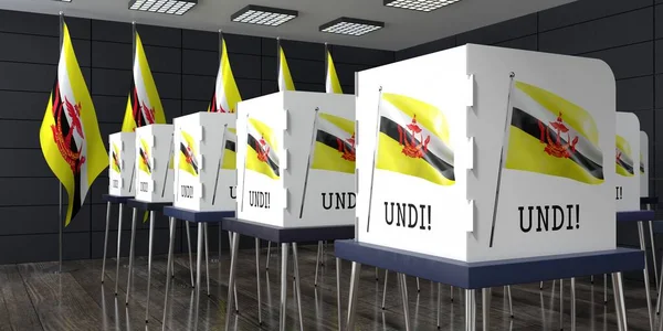 Brunei Posto Votação Com Muitas Cabines Votação Conceito Eleitoral Ilustração — Fotografia de Stock