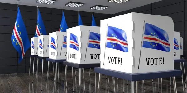 カーボベルデ 多くの投票ブースを持つ投票所 選挙コンセプト 3Dイラスト — ストック写真