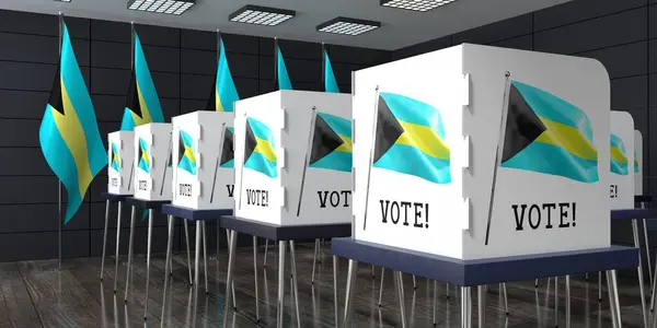 Багамские Острова Избирательный Участок Множеством Кабин Голосования Концепция Выборов Иллюстрация — стоковое фото