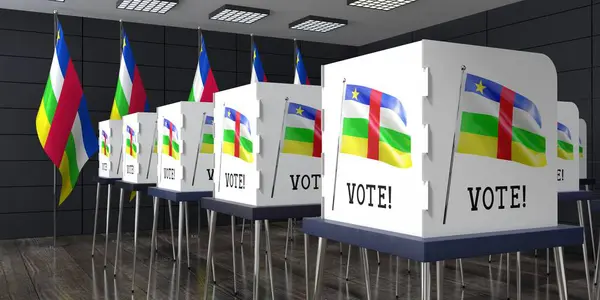 Republika Środkowoafrykańska Lokal Wyborczy Wieloma Budkami Głosowania Koncepcja Wyborów Ilustracja — Zdjęcie stockowe