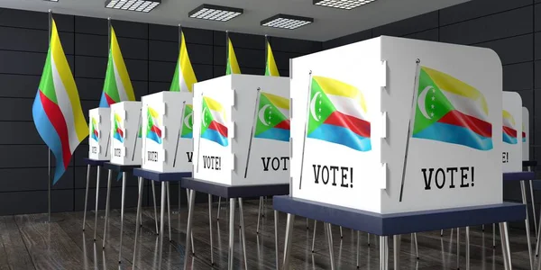 Komory Lokal Wyborczy Wieloma Budkami Głosowania Koncepcja Wyborów Ilustracja — Zdjęcie stockowe