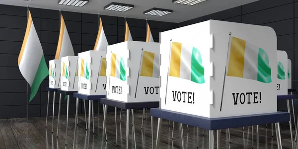 Elfenbeinküste Wahllokal Mit Vielen Wahlkabinen Wahlkonzept Illustration — Stockfoto
