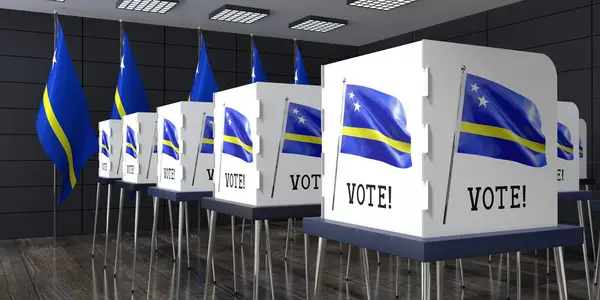 Curacao Lokal Wyborczy Wieloma Budkami Głosowania Koncepcja Wyborów Ilustracja — Zdjęcie stockowe
