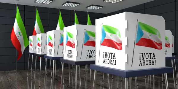 Equatorial Guinea - polling station with many voting booths - election concept - 3D illustration